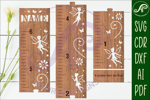 Fairies personalized kids height chart in Imperial SVG APInspireddesigns 