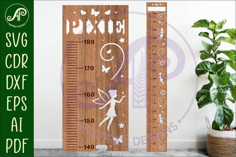 Fairies personalized kids height chart in metric SVG APInspireddesigns 