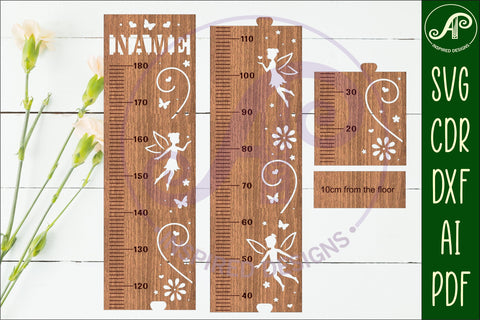 Fairies personalized kids height chart in metric SVG APInspireddesigns 
