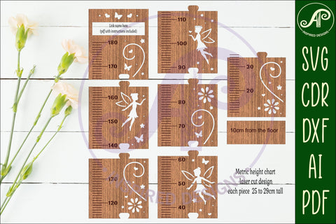 Fairies personalized kids height chart in metric SVG APInspireddesigns 