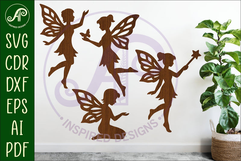 Fairies silhouettes laser cut outs 1 SVG APInspireddesigns 
