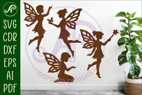 Fairies silhouettes laser cut outs 1 SVG APInspireddesigns 