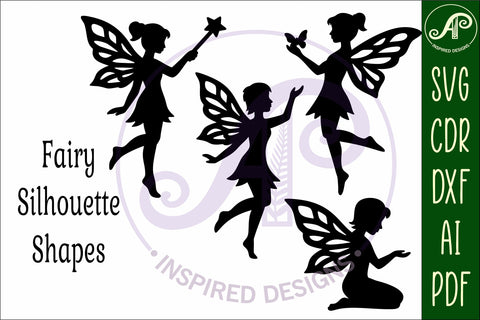 Fairies silhouettes laser cut outs 1 SVG APInspireddesigns 
