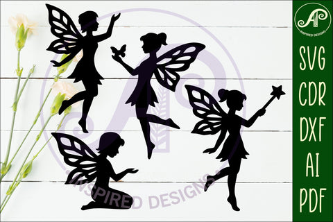 Fairies silhouettes laser cut outs 1 SVG APInspireddesigns 