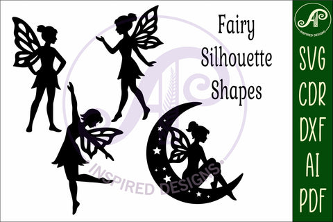 Fairies silhouettes laser cut outs 2 SVG APInspireddesigns 
