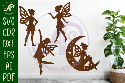 Fairies silhouettes laser cut outs 2 SVG APInspireddesigns 