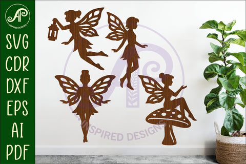 Fairies silhouettes laser cut outs 3 SVG APInspireddesigns 