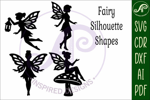 Fairies silhouettes laser cut outs 3 SVG APInspireddesigns 