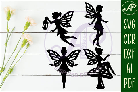 Fairies silhouettes laser cut outs 3 SVG APInspireddesigns 