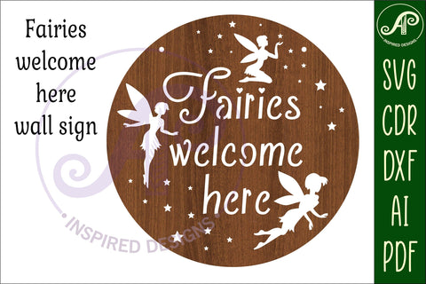 Fairies welcome here wall sign, SVG file. vector garden sign SVG APInspireddesigns 