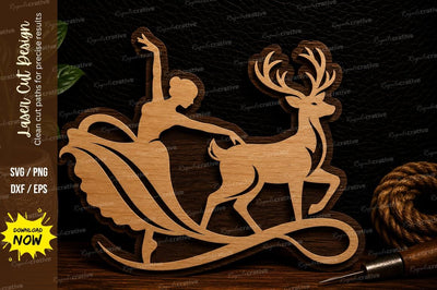 Fairy And Deer Silhouette Laser Cut Svg Design SVG Regulrcrative 