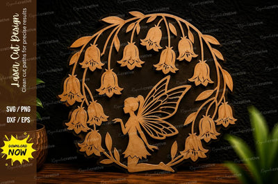Fairy Bell Wreath Laser Cut Svg Design SVG Regulrcrative 