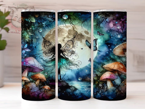 Fairy Butterfly 20 oz Skinny Tumbler Sublimation Design, Straight & Tapered Tumbler Png, Fairy Moon Tumbler Png, Digital Download PNG Sublimation Lara' s Designs 