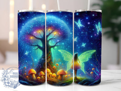 Fairy Butterfly 20oz Skinny Tumbler PNG, Fairy Flowers Tumbler Sublimation Wrap, Straight & Tapered Tumbler Wrap, Instant Digital Download Sublimation ToriDesigns 