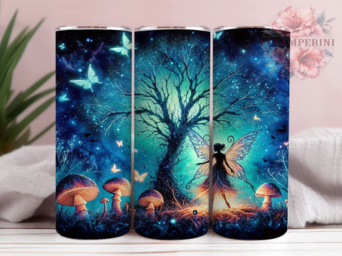 Fairy Butterfly 20oz Tumbler Wrap PNG, Fairy Flowers Tumbler PNG Sublimation Design, Straight & Tapered Tumbler Wrap, Instant Digital Download Sublimation Li Zamperini 