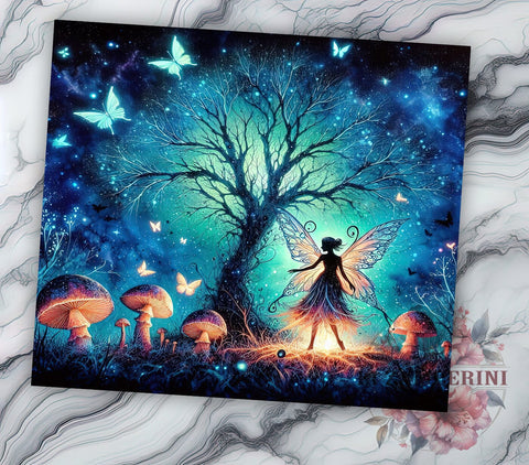 Fairy Butterfly 20oz Tumbler Wrap PNG, Fairy Flowers Tumbler PNG Sublimation Design, Straight & Tapered Tumbler Wrap, Instant Digital Download Sublimation Li Zamperini 