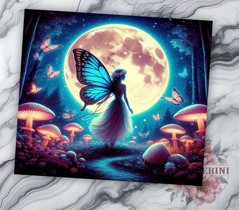 Fairy Butterfly 20oz Tumbler Wrap PNG, Fairy Moon Tumbler PNG Sublimation Design, Straight & Tapered Tumbler Wrap, Instant Digital Download Sublimation Li Zamperini 