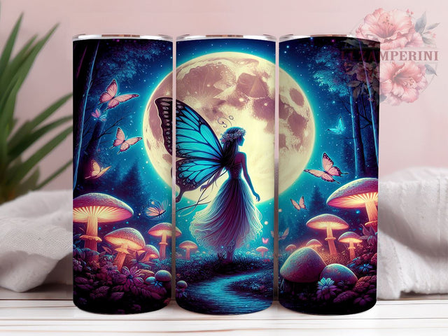 Fairy Butterfly 20oz Tumbler Wrap PNG, Fairy Moon Tumbler PNG Sublimation Design, Straight & Tapered Tumbler Wrap, Instant Digital Download Sublimation Li Zamperini 