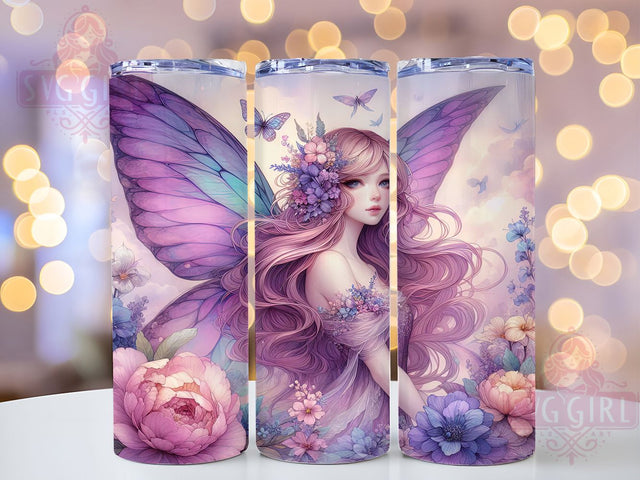 Fairy Butterfly Floral Tumbler, Purple Butterfly Tumbler, 20Oz Sublimation, Fantasy Fairy Flowers, Purple Floral Printable, Enchanted Butterfly Design, Magical Fairy Wrap Sublimation SvggirlplusArt 