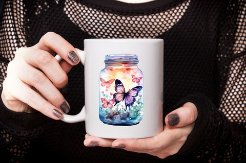 Fairy Butterfly in Jar Watercolor Art Bundle Sublimation Designangry 