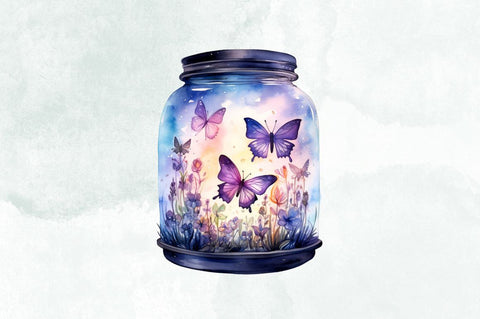 Fairy Butterfly in Jar Watercolor Art Bundle Sublimation Designangry 