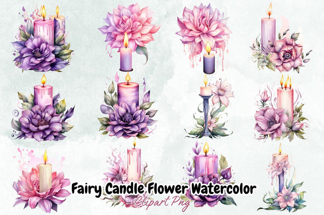 Fairy Candle Flower Watercolor Clipart Bundle Sublimation Designangry 