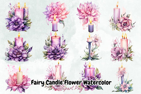 Fairy Candle Flower Watercolor Clipart Bundle Sublimation Designangry 