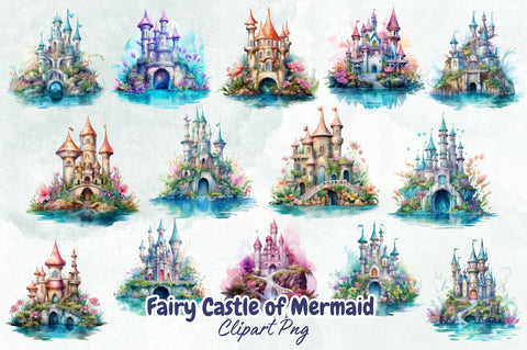 Fairy Castle of Mermaid Clipart Bundle Sublimation Designangry 