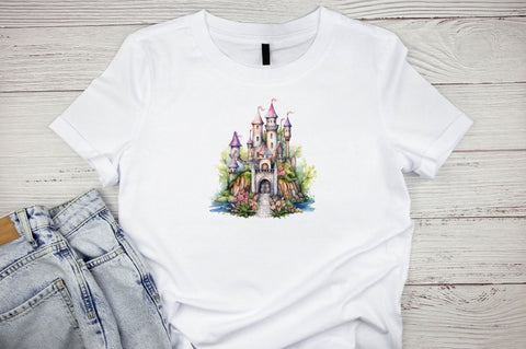 Fairy Castle Watercolor Clipart Bundle Sublimation Designangry 