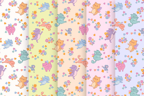 Fairy Cats – Seamless Pattern Digital Pattern Alice Z. 