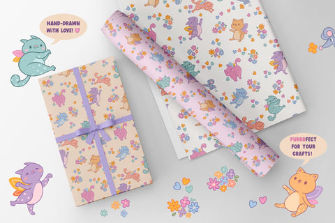 Fairy Cats – Seamless Pattern Digital Pattern Alice Z. 