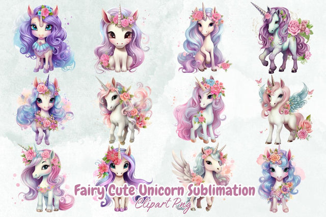 Fairy Cute Unicorn Sublimation Clipart Bundle Sublimation Designangry 