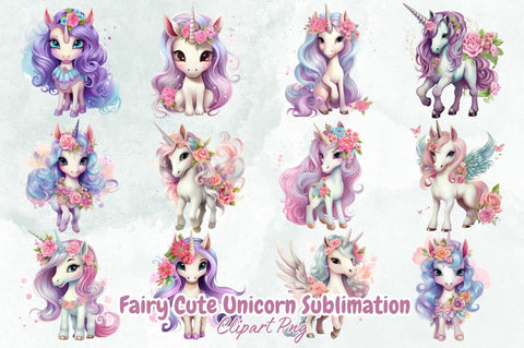 Fairy Cute Unicorn Sublimation Clipart Bundle Sublimation Designangry 
