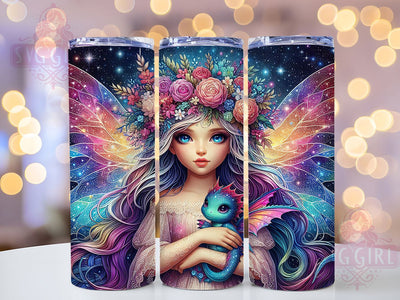 Fairy Dragon Fantasy Tumbler, Fairy and Dragon Tumbler, 20oz Tumbler Wrap, Magical Tumbler Design, Dragon Tumbler, Fairy Tumbler, Enchanted Tumbler Sublimation SvggirlplusArt 