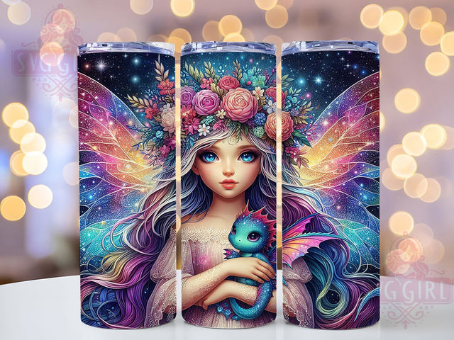 Fairy Dragon Fantasy Tumbler, Fairy and Dragon Tumbler, 20oz Tumbler Wrap, Magical Tumbler Design, Dragon Tumbler, Fairy Tumbler, Enchanted Tumbler Sublimation SvggirlplusArt 