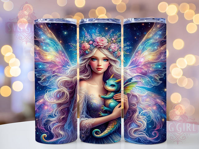 Fairy Dragon Fantasy Tumbler, Fairy and Dragon Tumbler, 20oz Tumbler Wrap, Magical Tumbler Design, Dragon Tumbler, Fairy Tumbler, Enchanted Tumbler Sublimation SvggirlplusArt 