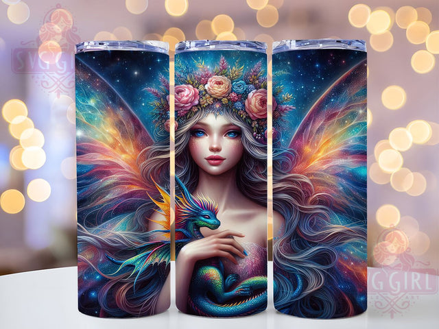Fairy Dragon Fantasy Tumbler, Fairy and Dragon Tumbler, 20oz Tumbler Wrap, Magical Tumbler Design, Dragon Tumbler, Fairy Tumbler, Enchanted Tumbler Sublimation SvggirlplusArt 