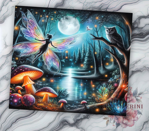 Fairy Fantasy Forest Tumbler, Fairy Tumbler, Fantasy Forest Design, Mushroom Wrap, 20oz Drinkware, Boho Chic Tumbler, Enchanted Forest Gift, Mystical Drinkware Sublimation Li Zamperini 