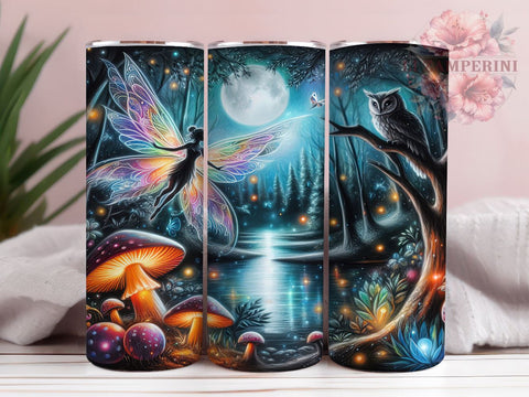 Fairy Fantasy Forest Tumbler, Fairy Tumbler, Fantasy Forest Design, Mushroom Wrap, 20oz Drinkware, Boho Chic Tumbler, Enchanted Forest Gift, Mystical Drinkware Sublimation Li Zamperini 