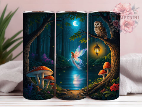 Fairy Fantasy Forest Tumbler, Fairy Tumbler, Fantasy Forest Design, Mushroom Wrap, 20oz Drinkware, Boho Chic Tumbler, Enchanted Forest Gift, Mystical Drinkware Sublimation Li Zamperini 