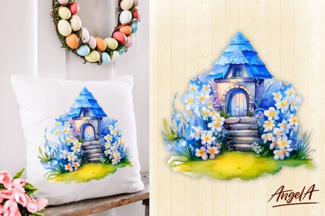 fairy floral house clip art png / pillow sublimation design Sublimation Angelina Semenova 