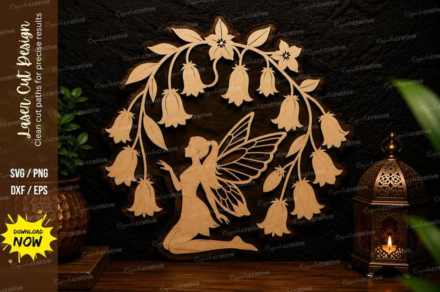 Fairy Flower Wreath Laser Cut Svg Design SVG Regulrcrative 