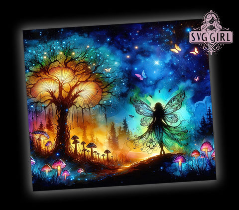 Fairy Flowers 20oz Tumbler Wrap Sublimation Design, Straight Tapered Tumbler Wrap, Fairy Butterfly Tumbler Png, Instant Digital Download Sublimation SvggirlplusArt 