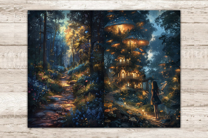 Fairy Forest Junk Journal Page | Fantasy Printable Paper - So Fontsy