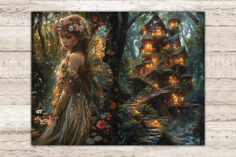 Fairy Forest Junk Journal Page | Fantasy Printable Paper - So Fontsy