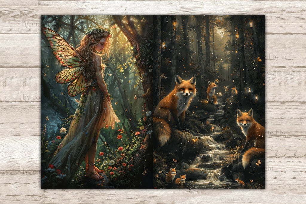 Fairy Forest Junk Journal Page | Fantasy Printable Paper - So Fontsy