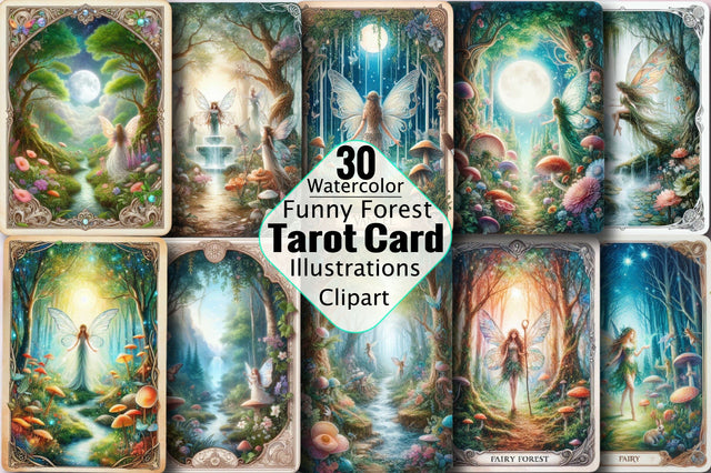 Fairy Forest Tarot Card Sublimation Clipart Bundle Sublimation SVGArt 