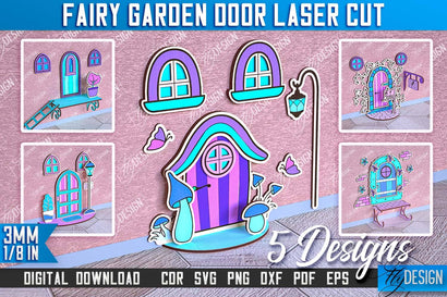 Fairy Garden Door Laser Cut Design Bundle | Fairy House | Multilayer File | CNC File SVG Fly Design 
