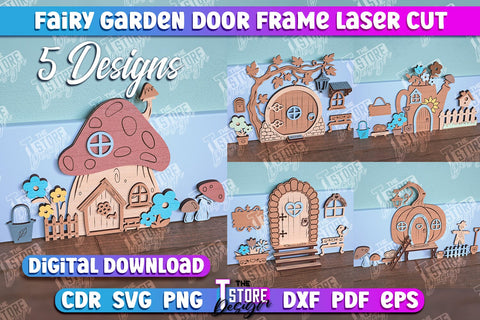 Fairy Garden Door Laser Cut Design Bundle | Fairy House | Multilayer File | CNC File SVG The T Store Design 