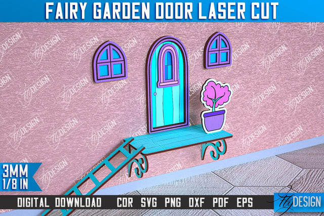 Fairy Garden Door Laser Cut Design | Fairy House | Multilayer File | CNC File SVG Fly Design 